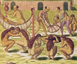 Americae Tertia Pars, El pequeño Rey Pipo Jep Wasu regresa a casa enfermo (página 371), 1562